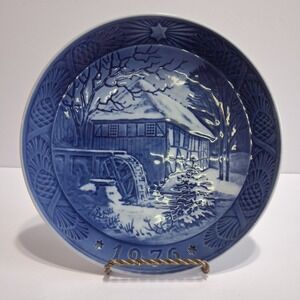 1976 Royal Copenhagen Christmas Plate Vibaek Water Mill Denmark 7.25" Wall Art 6